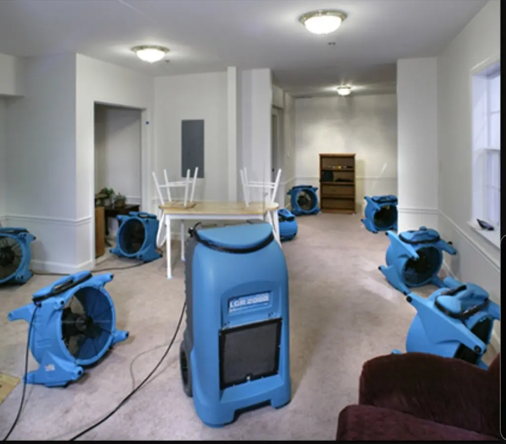 Air movers and dehumidifier setup for Water Damage Restoration in Murrells Inlet